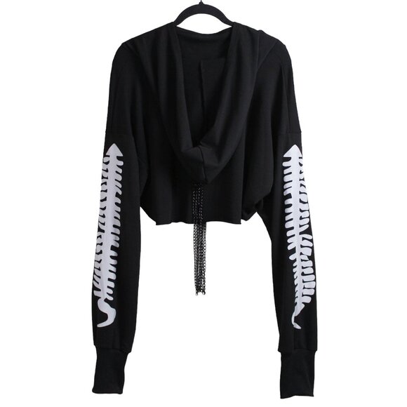 Reflective Graphic Chain Cropped Hoodie - Picture 3 of 16